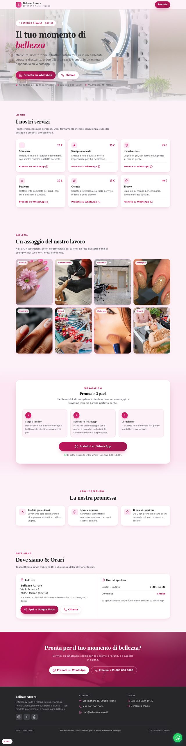 Modello Galleria — anteprima desktop